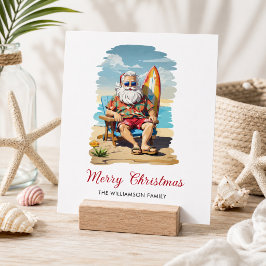Festividades Cartão de Natal da Praia do Papai Noel Surfista