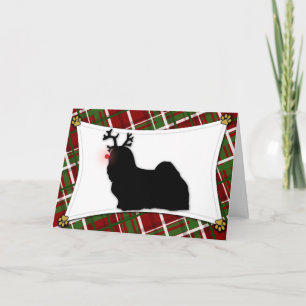 Festividades Cartão de Natal da rena de Lhasa Apso