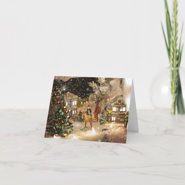 Festividades Cartão de Natal da Vila Minatura Snowy (Frente)