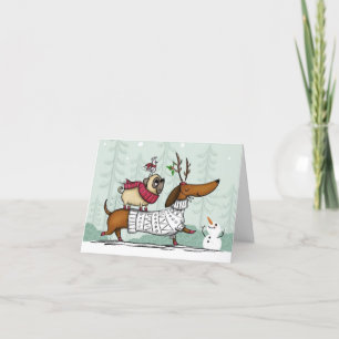 Festividades Cartão de Natal - Dachshund Rena