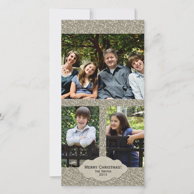 Festividades Cartão de Natal De 3 Fotografias Ajustável Com Gli (Frente)