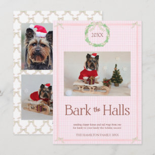 Festividades Cartão de Natal de 4 Fotos Bark the Halls Pink Gin