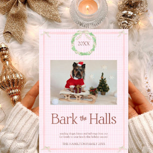 Festividades Cartão de Natal de 4 Fotos Bark the Halls Pink Gin