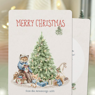 Festividades Cartão de Natal de Animais Nostalgâmico