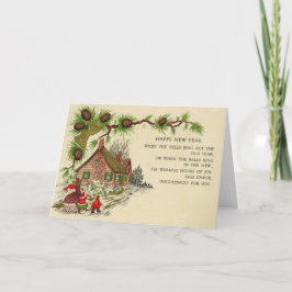 Festividades Cartão de Natal de Ano Novo Vintage com Poesia