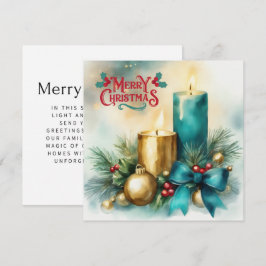 Festividades Cartão de Natal de Aquarela com Vela e Tiffany