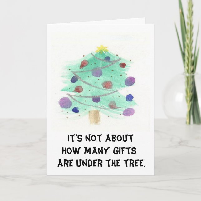 Festividades Cartão de Natal de Aquarela de Árvore Natal (Frente)