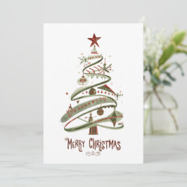 Festividades Cartão de Natal de Aquarela Modernista de Meados d