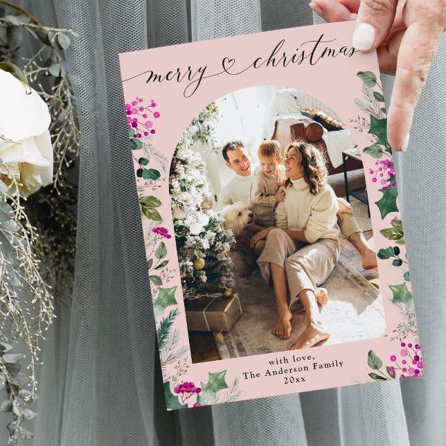 Festividades Cartão de Natal de Arch Fotográfico Cor-de-Rosa 1 (Criador carregado)