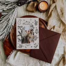 Cartão de Natal de Arco Desenho Mão