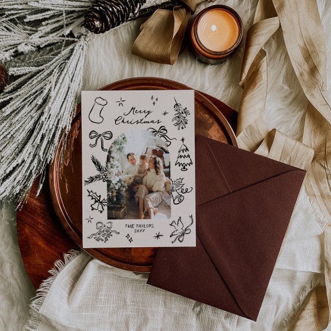 Festividades Cartão de Natal de Arco Desenho Mão (Criador carregado)