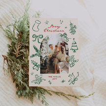 Cartão de Natal de Arco Desenho Mão