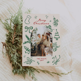 Festividades Cartão de Natal de Arco Desenho Mão