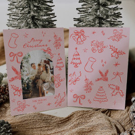 Festividades Cartão de Natal de Arco Desenho Mão