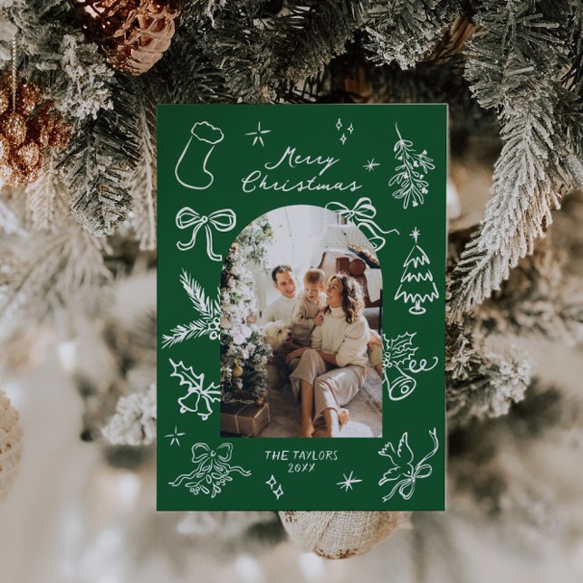 Festividades Cartão de Natal de Arco Desenho Mão (Criador carregado)