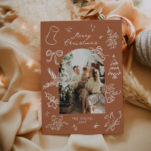 Cartão de Natal de Arco Desenho Mão