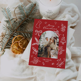 Festividades Cartão de Natal de Arco Desenho Mão