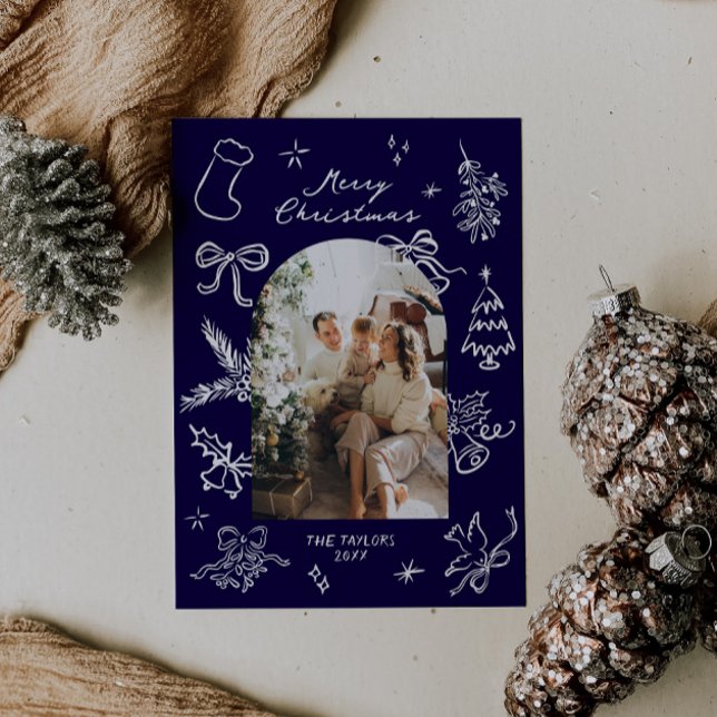 Festividades Cartão de Natal de Arco Desenho Mão (Criador carregado)