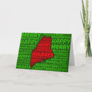 Festividades Cartão de Natal de Arte do Word Maine Map