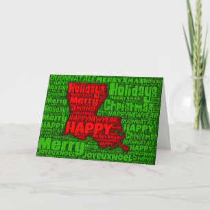 Festividades Cartão de Natal de Arte do Word Map da Louisiana