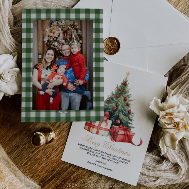 Festividades Cartão de Natal de Árvore de Natal com Aquarela (Criador carregado)