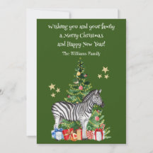 Cartão de Natal de Árvore de Natal da Zebra Divert