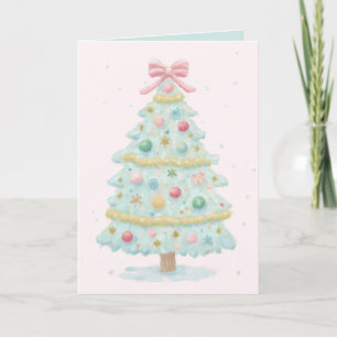 Festividades Cartão de Natal de Árvore de Natal de Pastel Rosa-