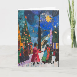 Festividades Cartão de Natal de Árvore Expressionista Única
