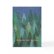 Cartão de Natal de Árvores de Natal com Neve na Fr