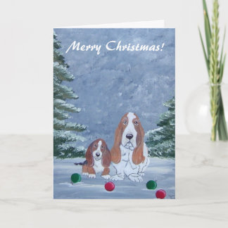 Festividades Cartão de Natal de Basset Hound