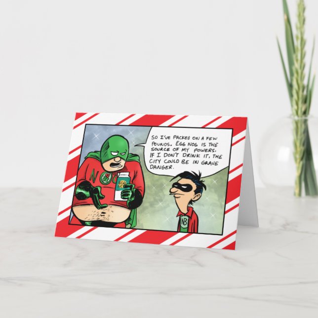 Festividades Cartão de Natal de bebendo Nog-Man (Frente)