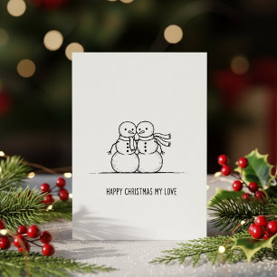 Festividades Cartão de Natal de Beijo do Boneco de Neve Fofo pa