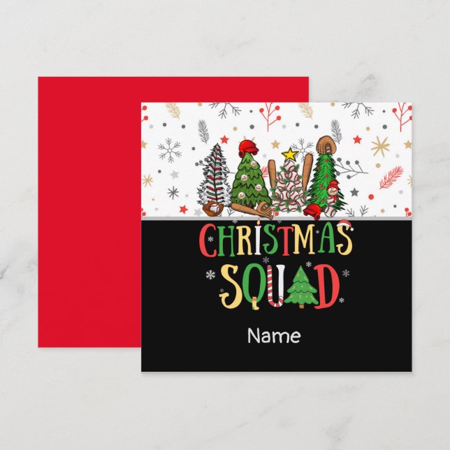 Festividades Cartão de Natal de beisebol com floco de neve de á (Frente/Verso)