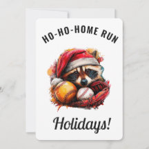 Cartão de Natal de Beisebol Ho-Ho-Home Run — Perso