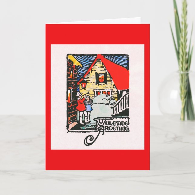 Festividades Cartão de Natal de bloco de madeira de 1926 (Frente)