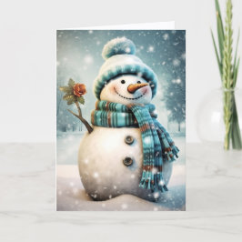 Festividades Cartão de Natal de Boneco de Neve Fofo