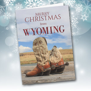 Festividades Cartão de Natal de Boot do Wyoming Cowboy