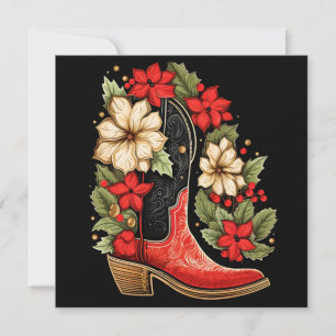 Festividades cartão de Natal de bota de cowboy
