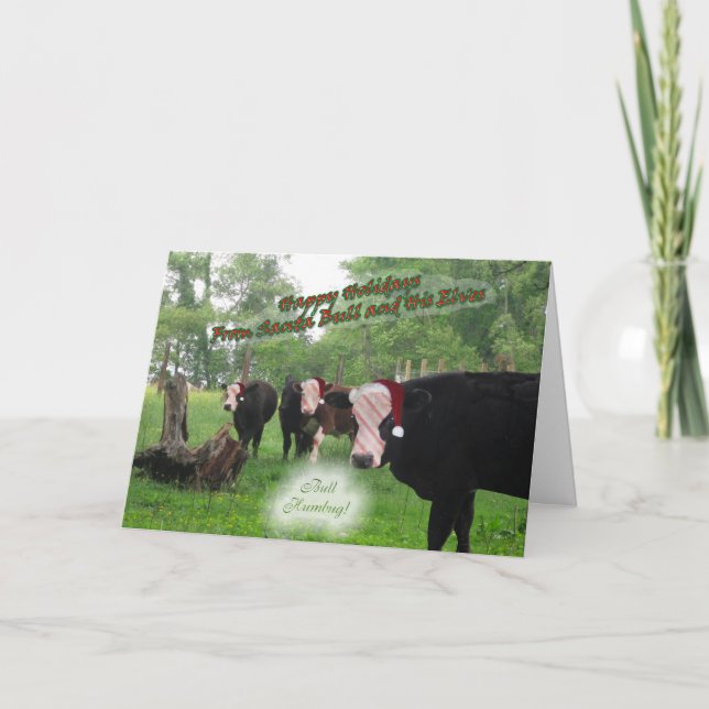 Festividades Cartão de Natal de Bull do papai noel (Frente)
