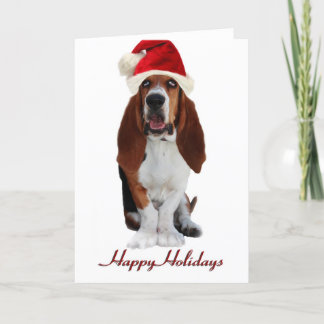 Festividades Cartão de Natal de Caça Basset