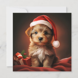 Festividades cartão de Natal de cachorrinho de presente