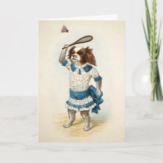 Festividades Cartão de Natal de Cachorro de Badminton Vintage
