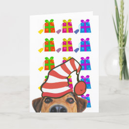 Festividades Cartão de Natal de Cachorro Fofo com Chapéu de Pap