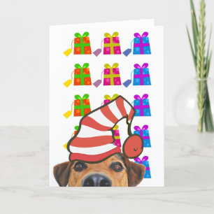 Festividades Cartão de Natal de Cachorro Fofo com Chapéu de Pap