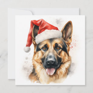 Festividades cartão de natal de cachorro pastor alemão