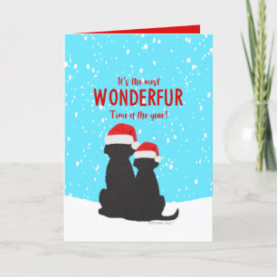Festividades Cartão de Natal de Cachorros Black Lab com Papai N