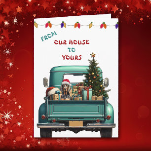 Festividades Cartão de Natal de Caminhão Retro de Fazenda de Ca