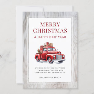 Festividades Cartão de Natal de Caminhão Vermelho Retro de Made