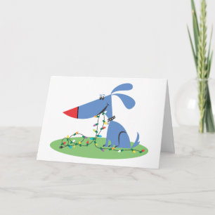 Festividades Cartão de Natal De Cão Azul Retroativo