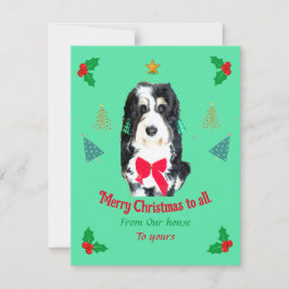 Festividades Cartão de Natal de cão Bernedoodle Whimsical